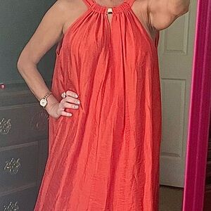 Size 6 orange maxi dress with gold metal in collar. H&M. Excellent condition.